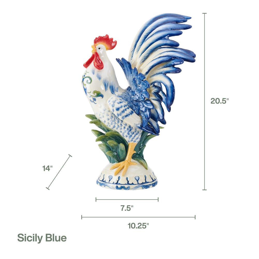 sicily blue rooster figurine, 20.5 in sicily blue rooster figurine, 20.5 in
