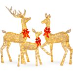 3-Piece Lighted Christmas Deer Set Outdoor Decor with LED Lights - Image 7